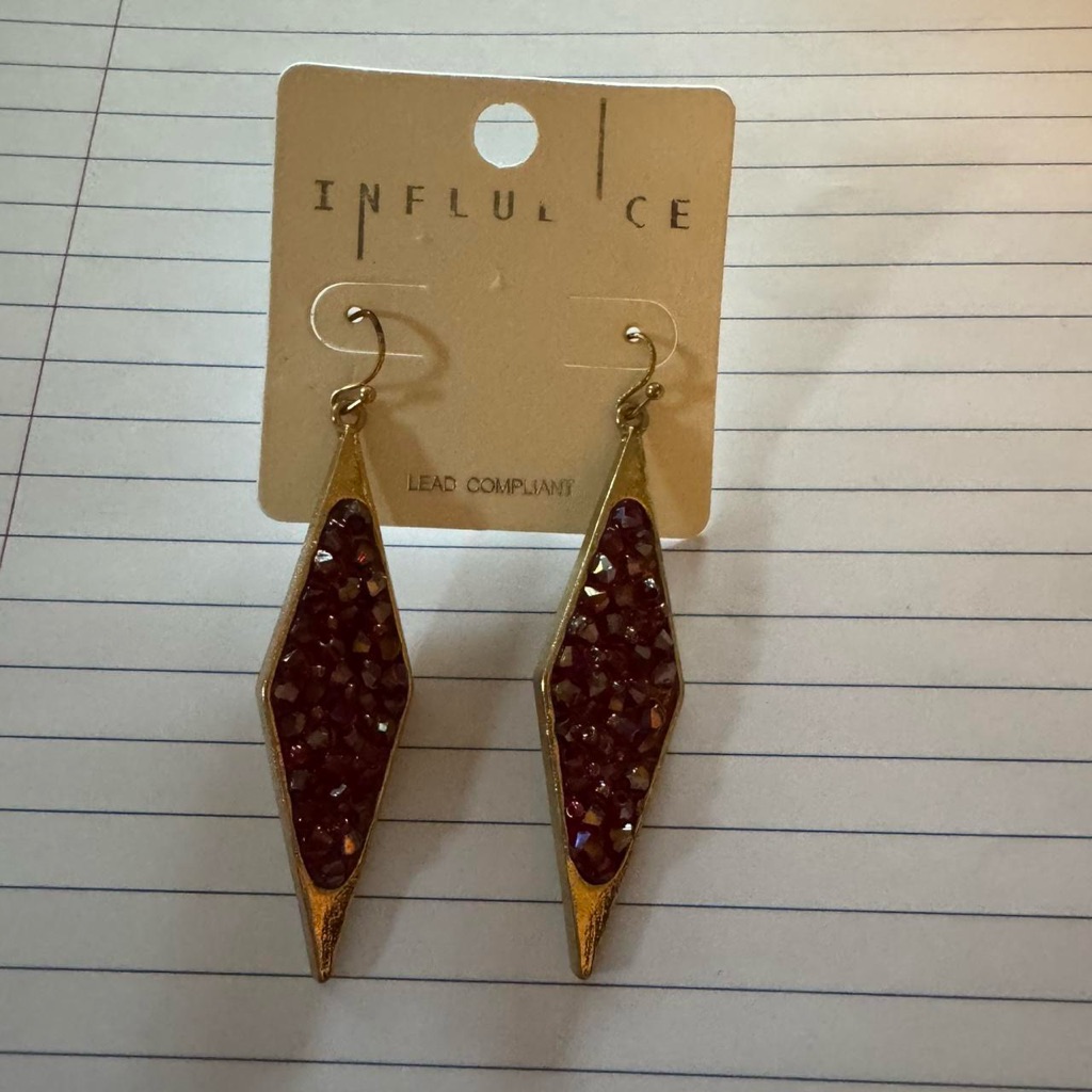 Gold And Red Dangle Earrings